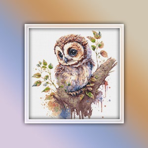 Owl Cross Stitch Pattern 27 Instant Download Instant PDF Download - Baby Owl Watercolor Cross Stitch Pattern - Woodland Animals - Kids Room