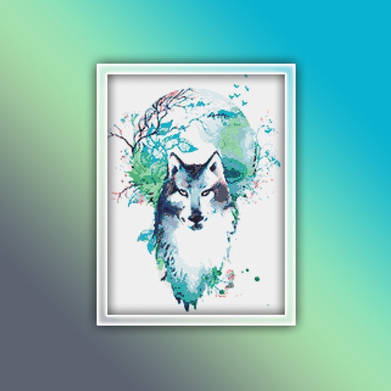 Moon Wolf Cross Stitch Pattern 1 Instant PDF Download Wolf | Etsy