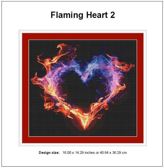 Flaming Heart Cross Stitch Pattern 2 Instant Download Instant PDF