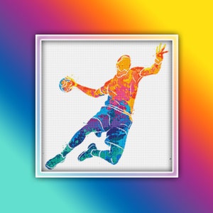 Handball Player Cross Stitch Pattern Instant Download Instant PDF Download - Basketball Watercolor Cross Stitch Pattern