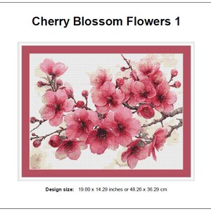 Cherry Blossoms Flowers Cross Stitch Pattern 1 Instant PDF Download ...