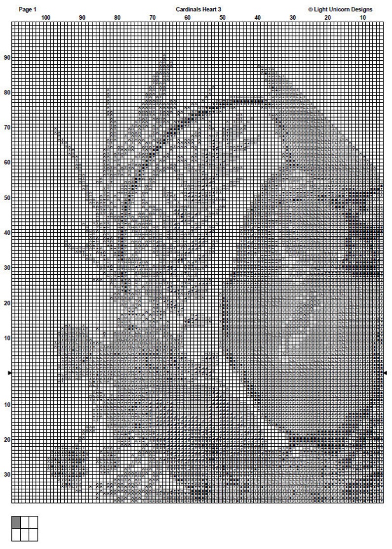 Grid Pattern Cardinal Cardinals Heart Cross Stitch Pattern 3 Instant PDF Download ...