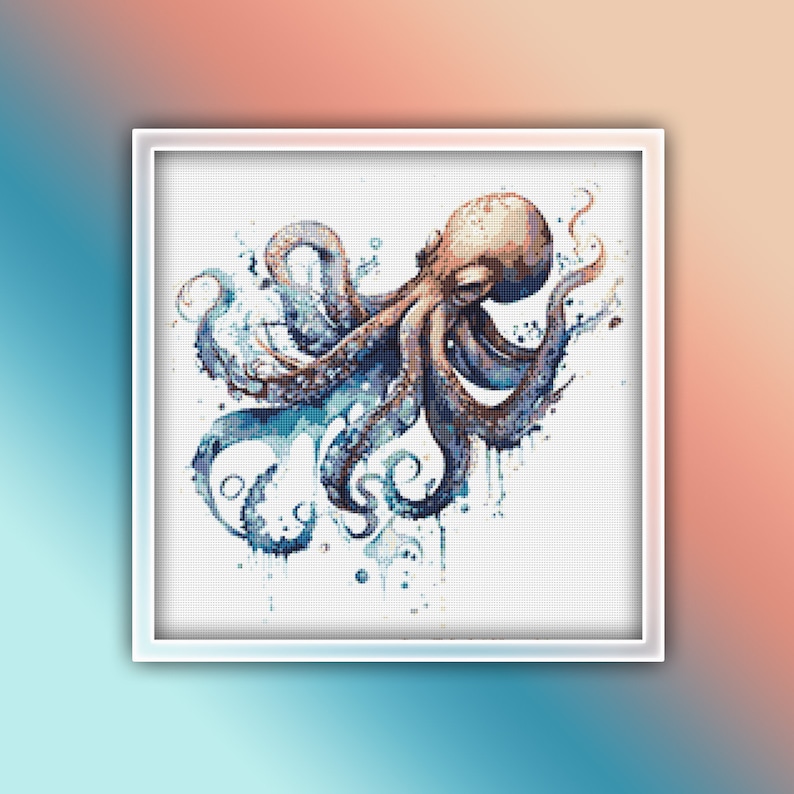 Octopus Cross Stitch Pattern 8 Instant PDF Download Octopus Etsy