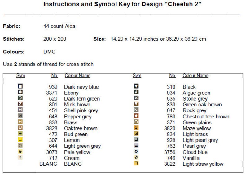 Cheetah Cross Stitch Pattern 2 Instant PDF Download - Cheetah ...