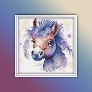 Horse Cross Stitch Pattern 11 Instant PDF Download - Horse Watercolor Cross Stitch Pattern - Farm Animals Cross Stitch Pattern