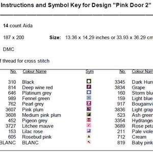 Pink Door Cross Stitch Pattern 2 Instant PDF Download - Still Life Door ...