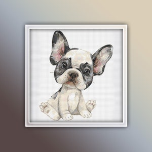 French Bulldog Cross Stitch Pattern 10 Instant PDF Download - Bulldog Puppy Watercolor Cross Stitch Pattern - Dog Cross Stitch Pattern