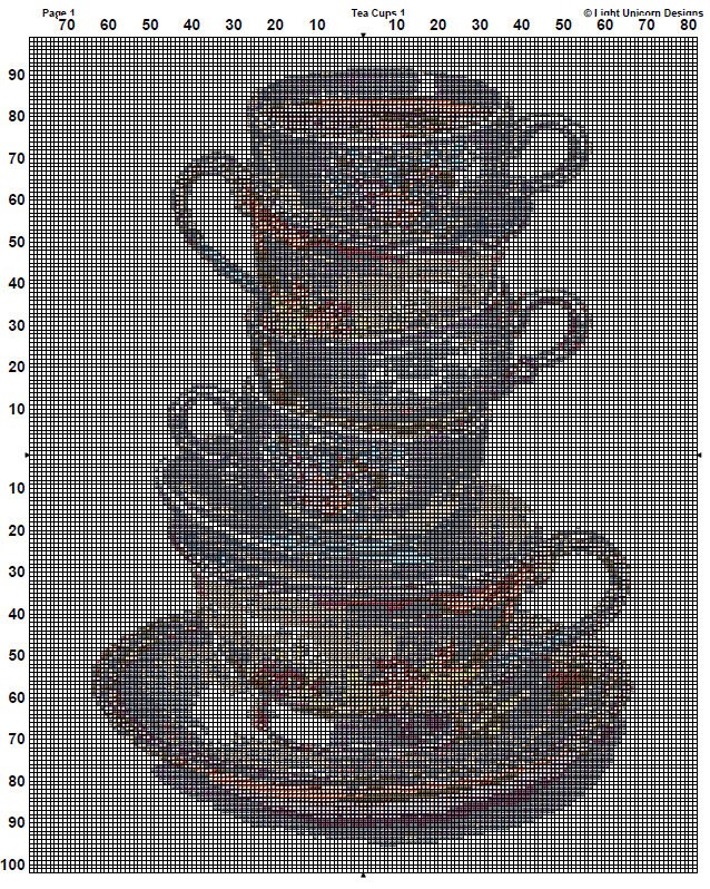 Tea Cups Cross Stitch Pattern 1 Instant PDF Download - Tea Watercolor ...