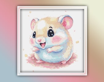 Hamster Cross Stitch Patroon 1 Instant PDF Download - Hamster Pup Aquarel Cross Stitch Patroon - Knaagdier Cross Stitch Patroon