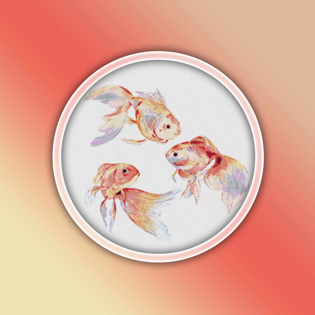 Gold Fish Cross Stitch Pattern 2 Instant PDF Download - Gold Fish ...