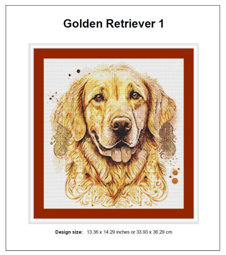 Golden Retriever Cross Stitch Pattern 1 Instant PDF Download Etsy