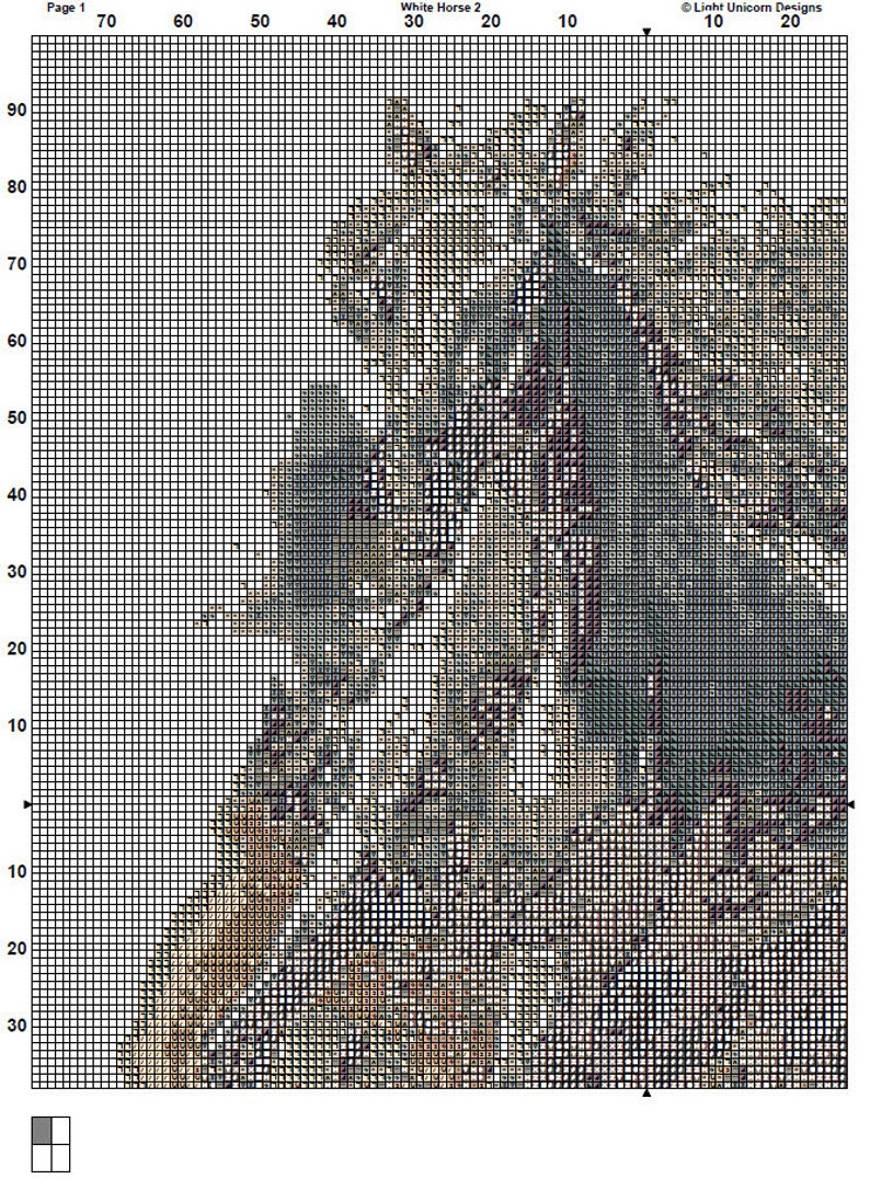 White Horse Cross Stitch Pattern 2 Instant PDF Download - Horse ...