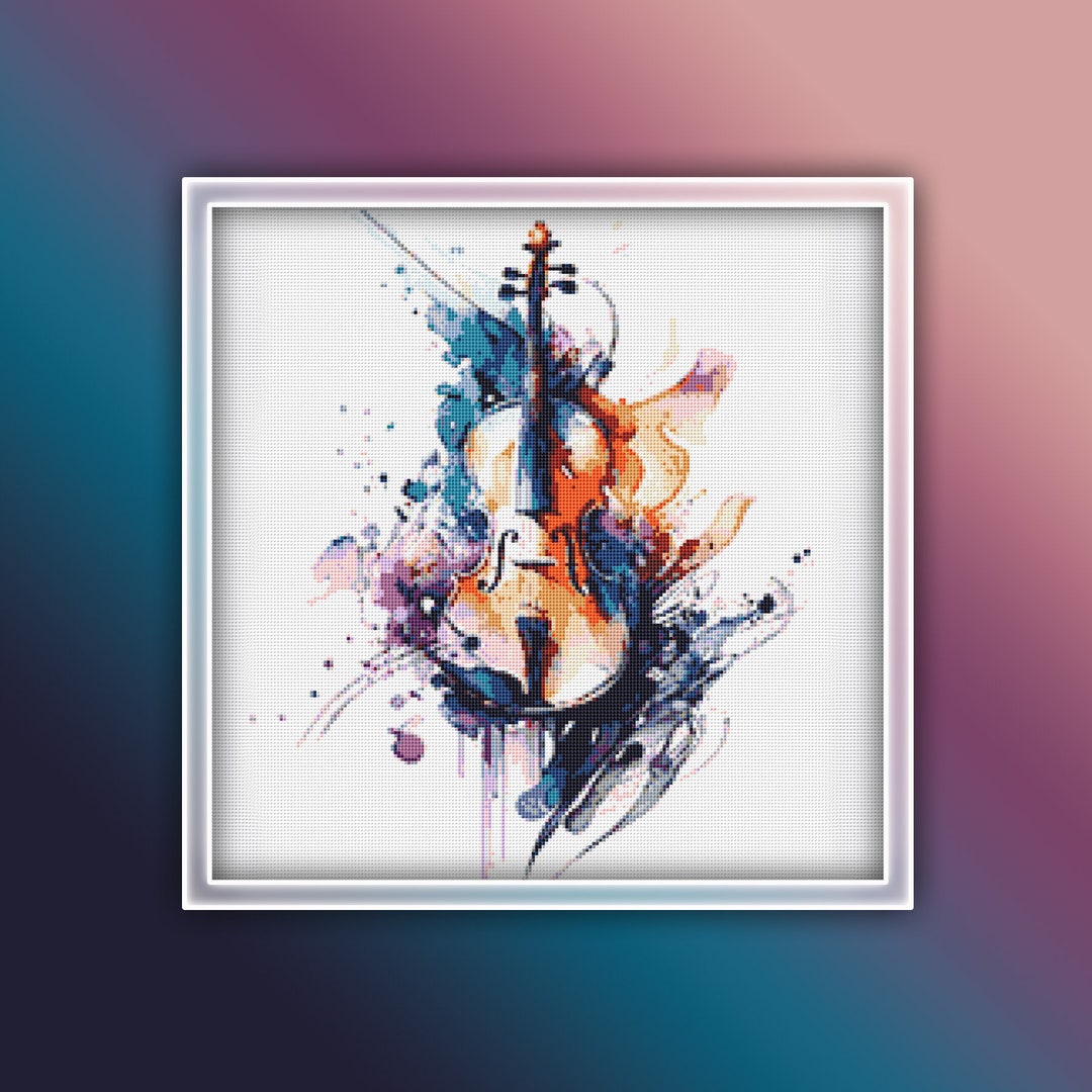 Violin Cross Stitch Pattern 7 Instant PDF Download Violin Musical