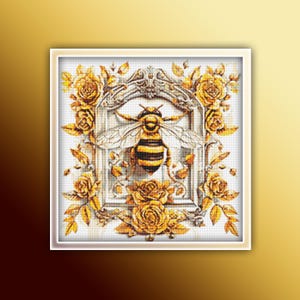 Bee Cross Stitch Pattern 5 Instant PDF Download - Honey Bee Watercolor Cross Stitch Pattern - Insect Cross Stitch Pattern