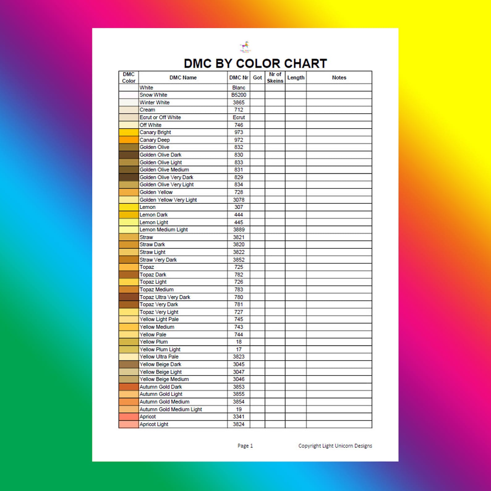 DMC Thread Charts PDF Instant Download | Cross Stitch Chart | Inventory ...