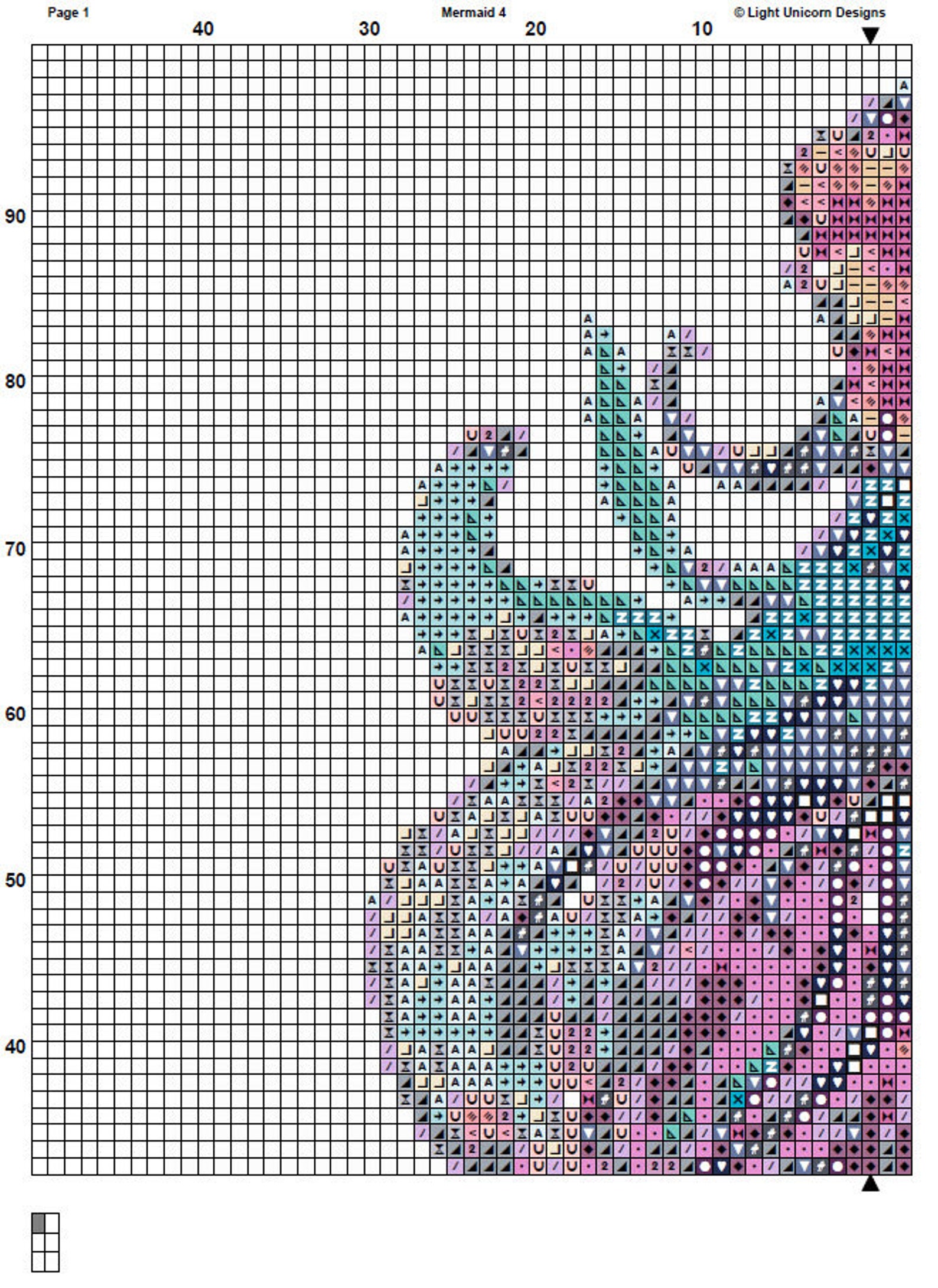 Mermaid Cross Stitch Pattern 4 Instant PDF Download - Woman Watercolor ...