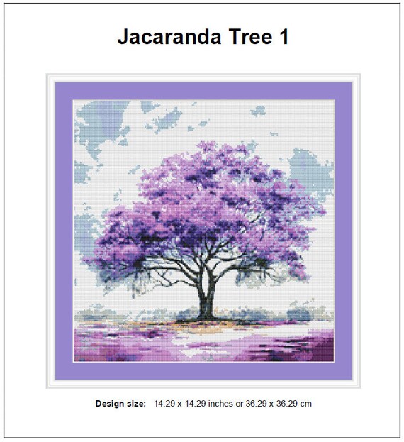 Jacaranda Tree Cross Stitch Pattern 1 Instant PDF Download