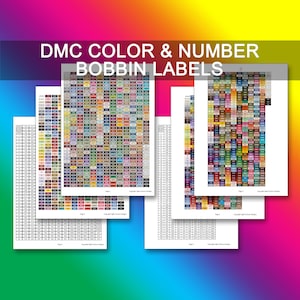DMC Thread Charts PDF Instant Download | Cross Stitch Chart | Inventory | DMC Thread List | By Color | By Number | Bobbin Labels