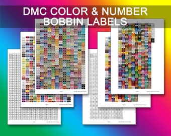 Gráficos de linhas DMC PDF Download instantâneo | Gráfico de ponto cruz | Inventário | Lista de linhas DMC | Por cor | Por número | Etiquetas de bobina
