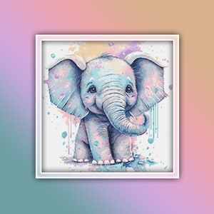 Elephant Cross Stitch Pattern 2 Instant Download Instant PDF Download - Baby Elephant Watercolor Cross Stitch Pattern - Africa Animals