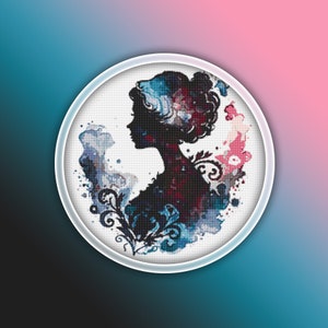 Victorian Cameo Lady Cross Stitch Pattern 4 Instant PDF Download - Woman Watercolor Cross Stitch Pattern