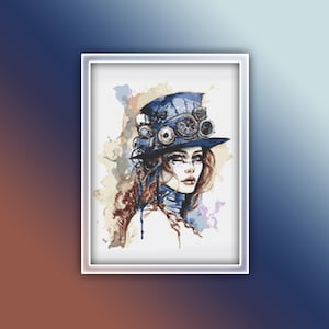 Steampunk vrouw kruissteekpatroon 3 Instant PDF downloaden - vrouw kruissteekpatroon - Steampunk kruissteekpatroon