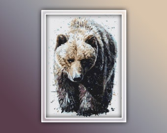 Patrón de punto de cruz de oso 5 Descarga instantánea en PDF - Patrón de punto de cruz de acuarela de oso - Patrón de punto de cruz de animales