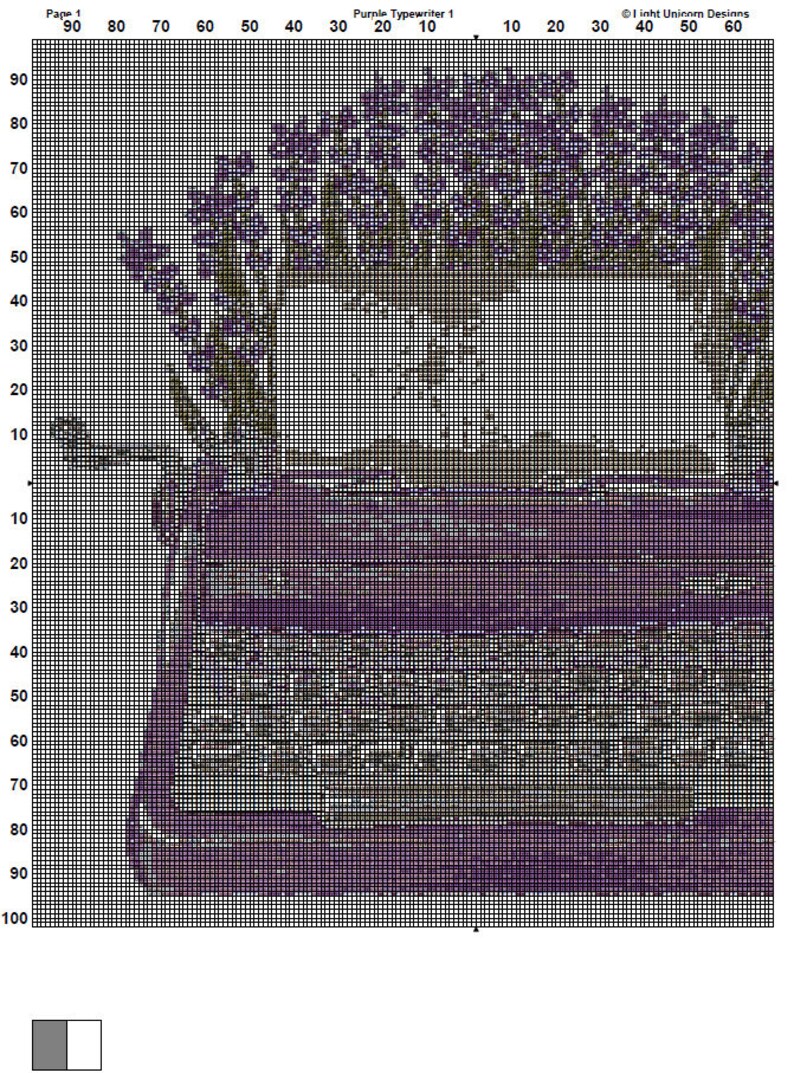 Purple Typewriter Cross Stitch Pattern 1 Instant PDF Download ...