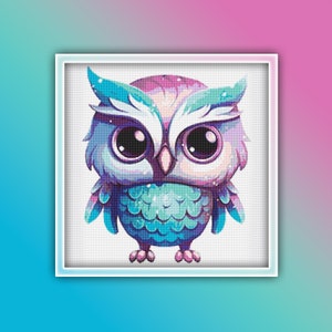 Owl Cross Stitch Pattern 28 Instant Download Instant PDF Download - Baby Owl Watercolor Cross Stitch Pattern - Woodland Animals - Kids Room