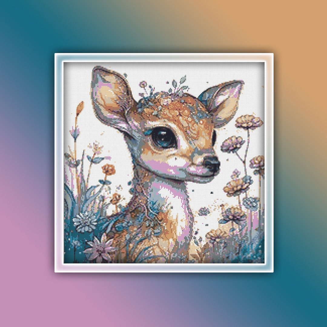 Deer Cross Stitch Pattern 30 Instant PDF Download - Deer Watercolor ...