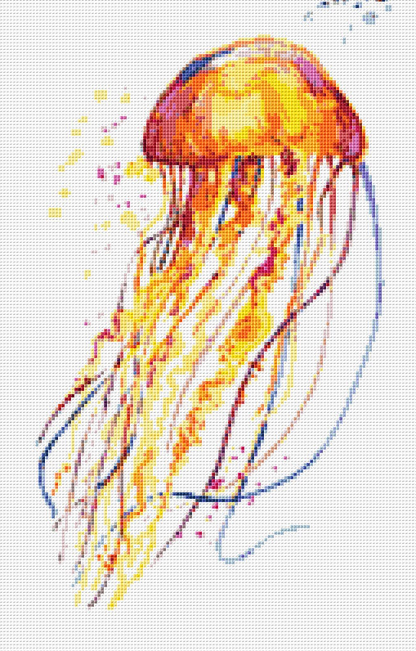Jellyfish Cross Stitch Pattern 4 Instant PDF Download Sea Etsy