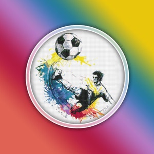 Soccer Player Cross Stitch Pattern 3 Instant Download Instant PDF Download - Soccer Watercolor Cross Stitch Pattern - Football