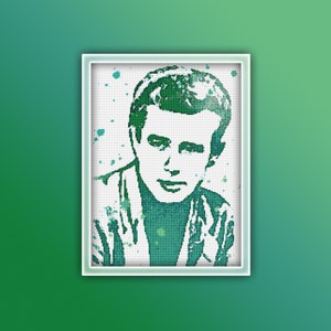 James Dean Cross Stitch Pattern 1 Instant PDF Download - James Dean Watercolor Cross Stitch Pattern - Celebrity - Vintage Actor