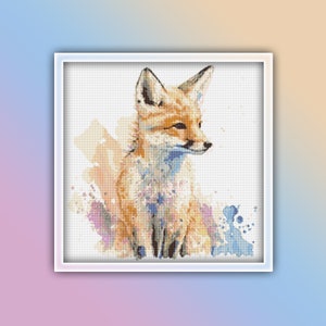 Fox Cross Stitch Pattern 23 Instant PDF Download - Fox Watercolor Cross Stitch Pattern - Woodland Animals Cross Stitch Pattern