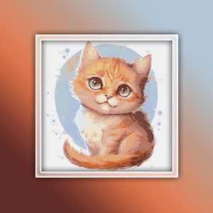 Ginger Cat Cross Stitch Pattern 3 Instant PDF Download - Ginger Cat Watercolor Cross Stitch Pattern - Kitten Cross Stitch Pattern
