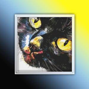 黒猫のクロスステッチ パターン 13 インスタント PDF ダウンロード - 黒猫の水彩画のクロスステッチ パターン - 動物のクロスステッチ パターン