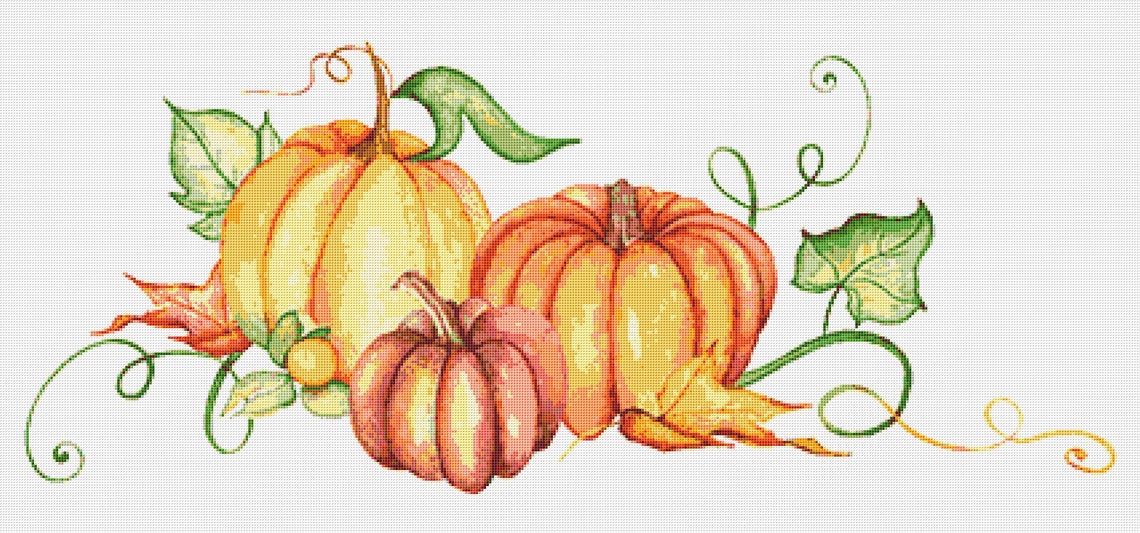 Pumpkins Cross Stitch Pattern 1 Instant PDF Download Autumn | Etsy