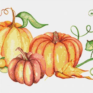 Pumpkins Cross Stitch Pattern 1 Instant PDF Download Autumn - Etsy