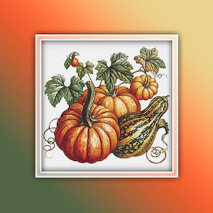 Pumpkins Cross Stitch Pattern 6 Instant PDF Download - Autumn Watercolor Cross Stitch Pattern - Halloween Cross Stitch Pattern
