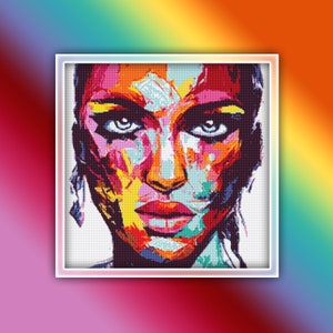 Woman Cross Stitch Pattern 3 Instant PDF Download - Woman Watercolor Cross Stitch Pattern