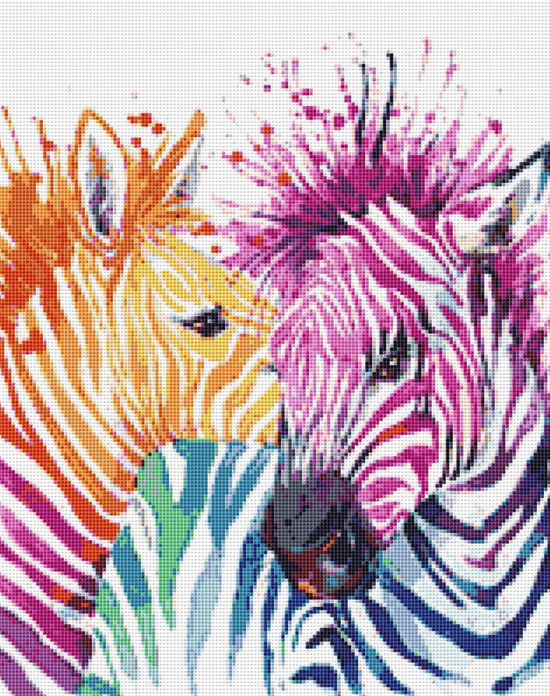 Zebra Love Cross Stitch Pattern Instant PDF Download Zebra Etsy