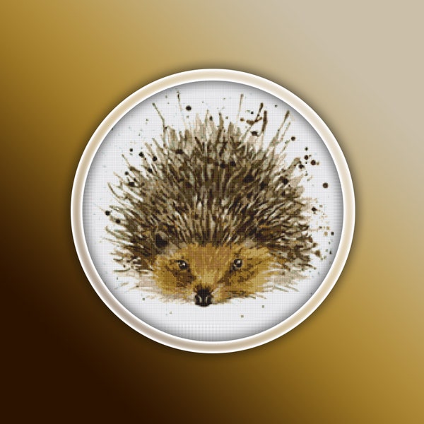 Hedgehog Cross Stitch Pattern Instant PDF Download - Watercolor Cross Stitch Pattern - Animal Cross Stitch Pattern