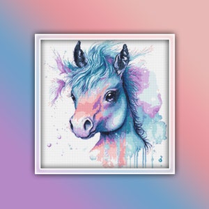 Horse Cross Stitch Pattern 7 Instant PDF Download - Horse Watercolor Cross Stitch Pattern - Farm Animals Cross Stitch Pattern