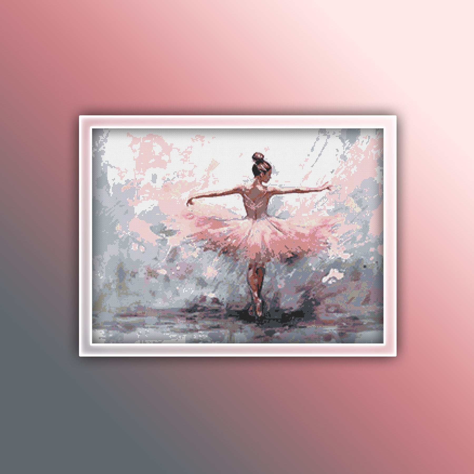 Ballerina Cross Stitch Pattern 1 Instant PDF Download - Ballerina Watercolor Cross Stitch Pattern - Full Coverage Dancing Artwork