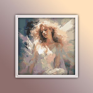 Angel Cross Stitch Pattern 4 Instant PDF Download - Woman Watercolor Cross Stitch Pattern - Angel Wings - Celestial Angel