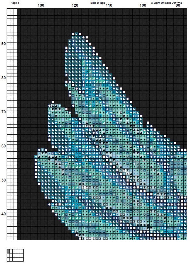 Blue Wings Stitch Pattern Instant PDF Download - Watercolor Cross ...