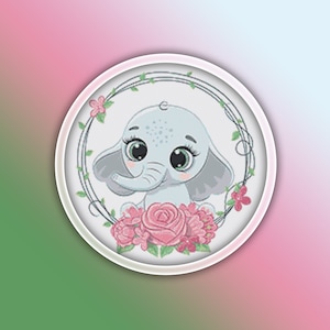 Baby Elephant Cross Stitch Pattern 1 Instant Download Instant PDF Download - Elephant Watercolor Cross Stitch Pattern - Woodland Animals