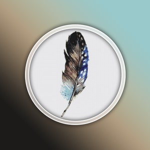 Feather Cross Stitch Pattern 3 Instant PDF Download- Feather Watercolor Cross Stitch Pattern