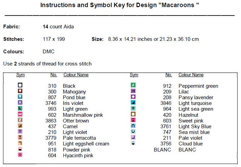 Macaroons Cross Stitch Pattern Instant PDF Download - Cookies ...