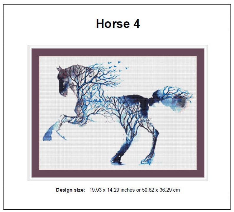 Horse Cross Stitch Pattern 4 Instant PDF Download Grey Horse Watercolor Cross Stitch Pattern Animal Cross Stitch Pattern image 2